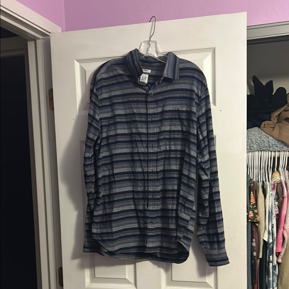 GAP Blue Striped Button Down Shirt